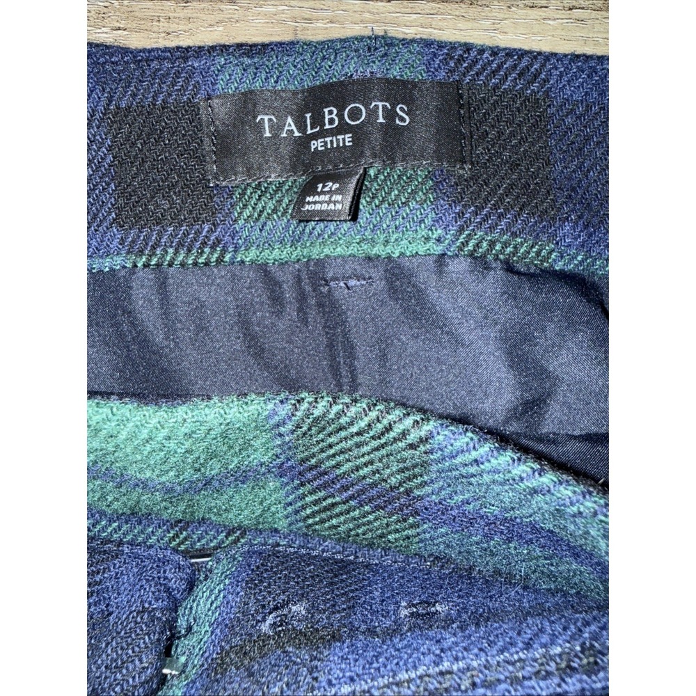 Talbots Green Plaid Acrylic Wool Blend Belted Skirt 12P - Picture 2 of 5